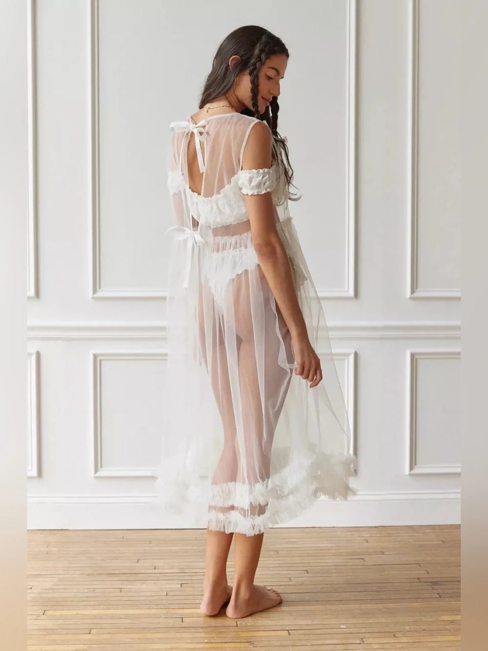 Urban Outfitters Sheer Ruffle Midi Robe - Picture 5 of 10